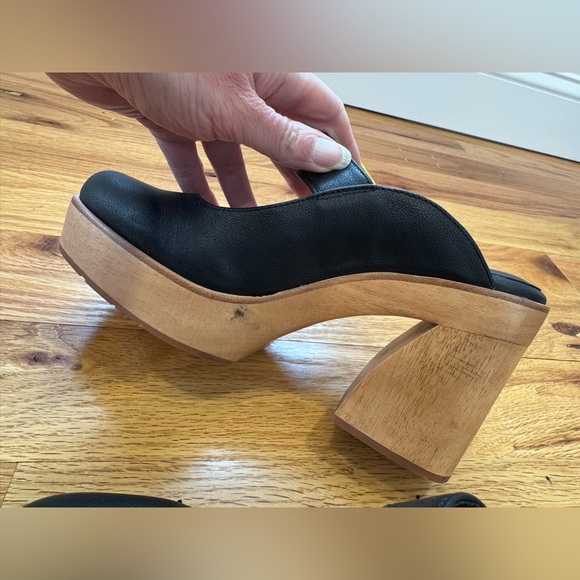 Charlotte Stone Charis Wood Heel Platform Mule Black - discontinued - 8 EUC - Picture 4 of 7